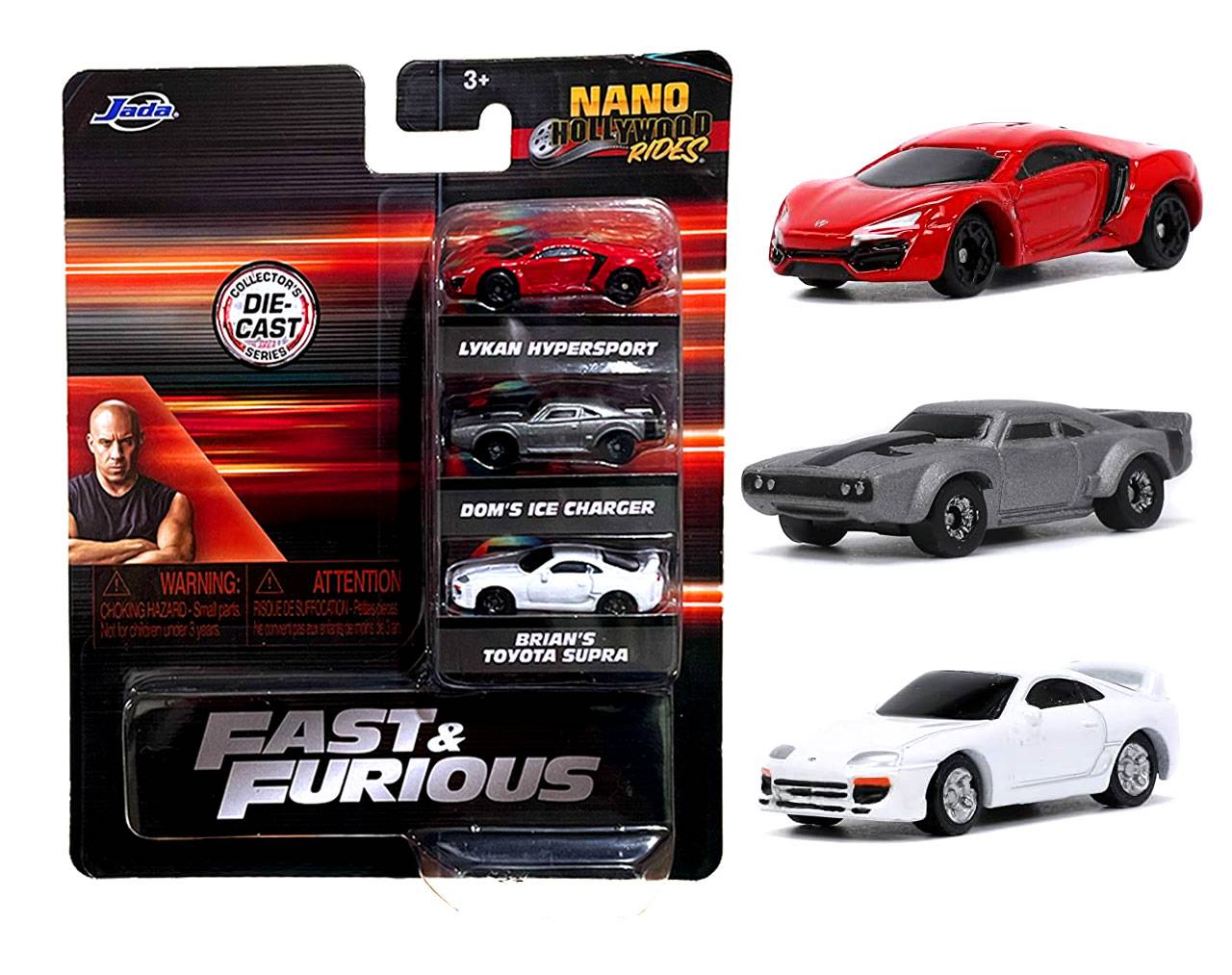 Fast and Furious (3 Pack) - Nano Hollywood Rides - Collector's Die-Cast Series Jada Toys