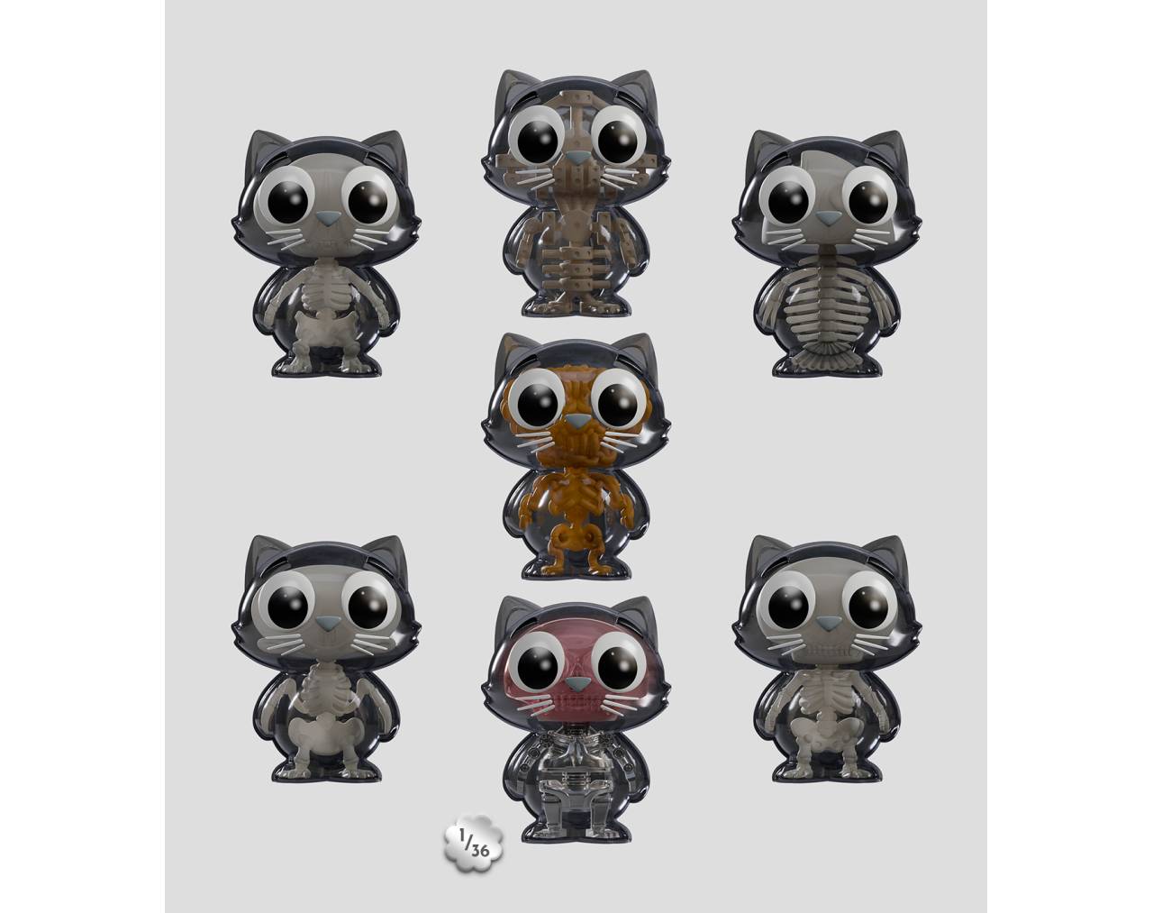 Catscan Bare Bones Glows in the Dark (Cajita sorpresa) - Kaleidos Creative Blind Box Collective Figure