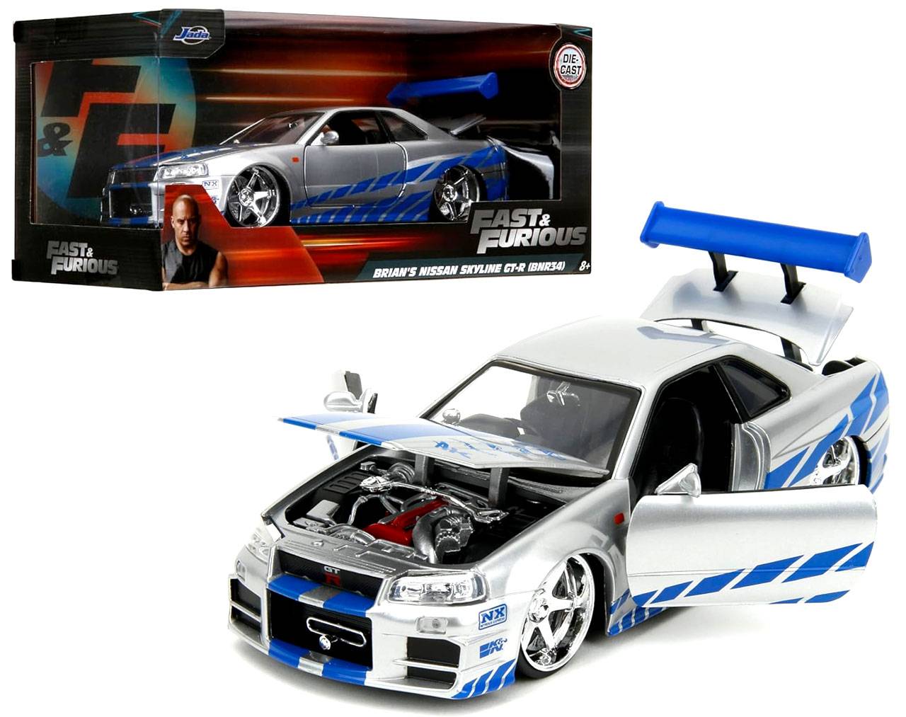 Brian's Nissan Skyline GT-R (R34) Escala 1:24 - Fast and Furious - Die-cast Jada Toys