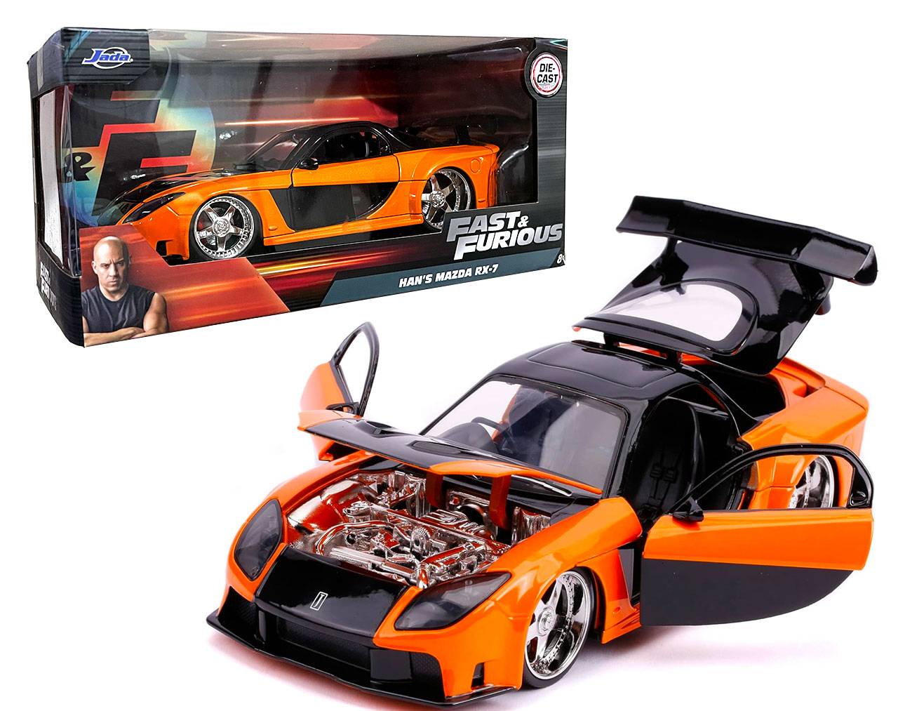 Han's Mazda RX-7 Escala 1:24 - Fast and Furious Tokyo Drift - Die-Cast Jada Toys