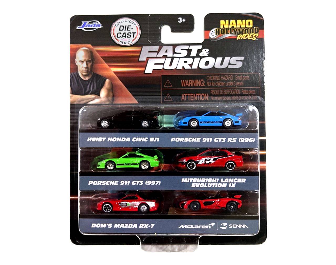 Fast and Furious (6 Pack-A) - Nano Hollywood Rides #85235 - Collector's Die-Cast Series Jada Toys