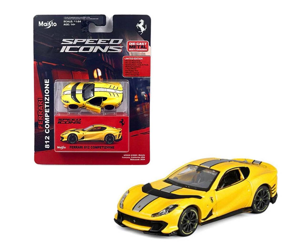 Ferrari 812 Competizione (Yellow) Escala 1:64 - Speed Icons Limited Edition - Die-Cast Maisto