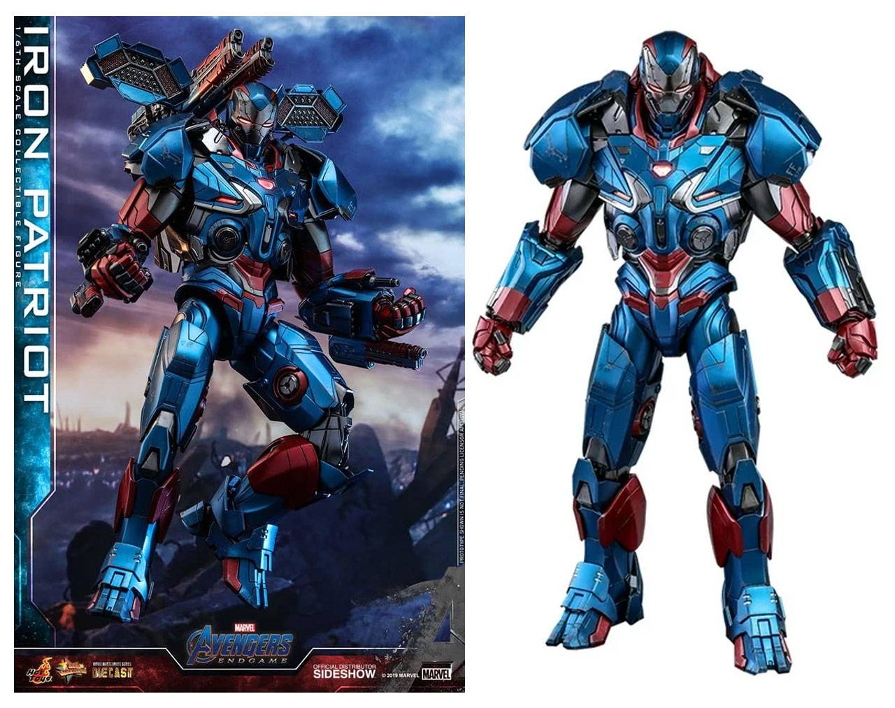 Iron Patriot (Escala 1:6) - Movie Masterpiece DIECAST Avengers: End Game Hot Toys 