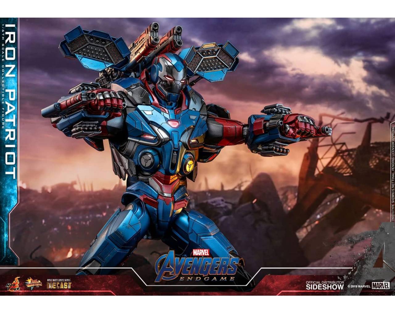 Iron Patriot (Escala 1:6) - Movie Masterpiece DIECAST Avengers: End Game Hot Toys 