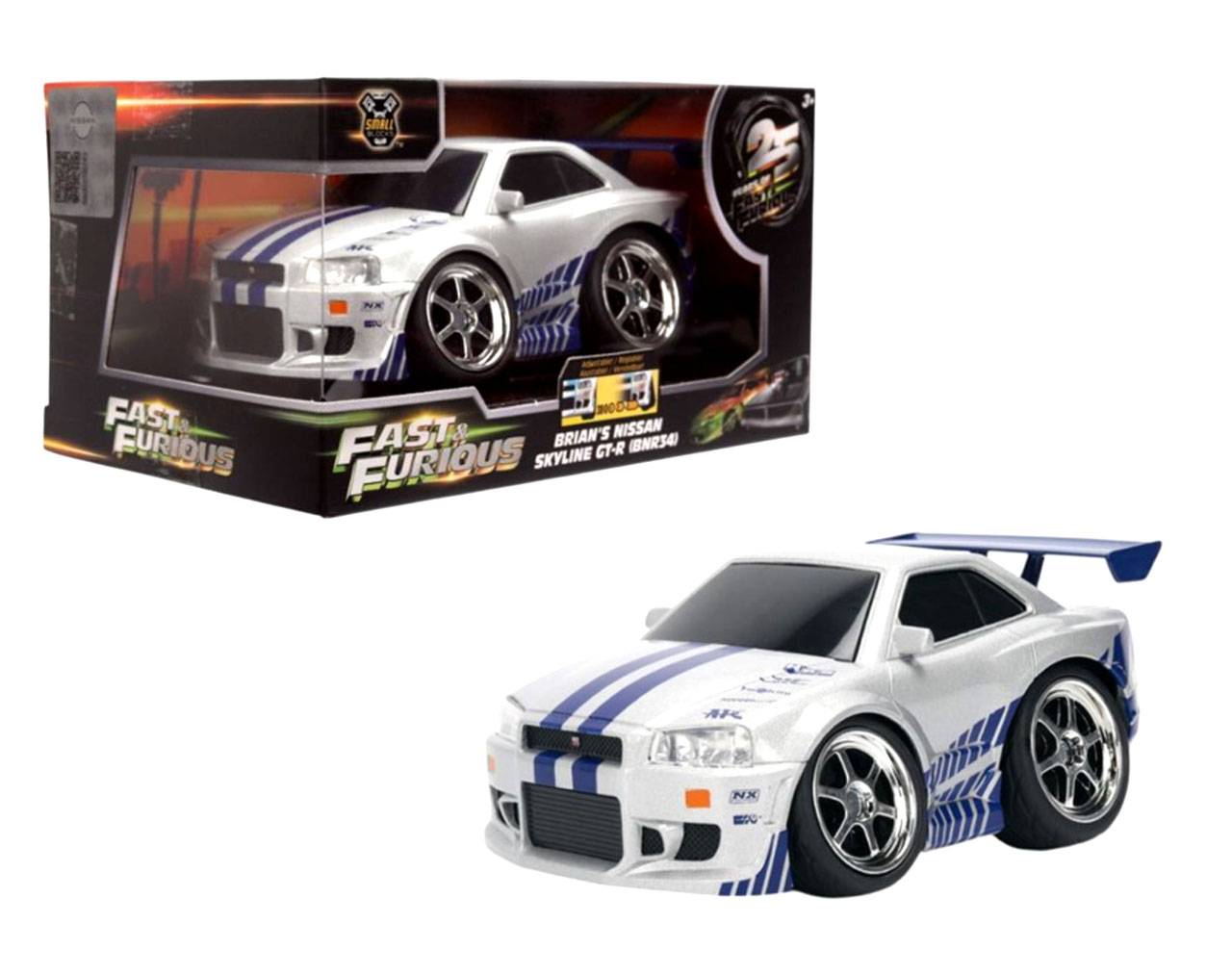 Brian's Nissan Skyline GT-R (BNR34) (Escala 1:28) - Fast & Furious - Small Blocks Jada Toys