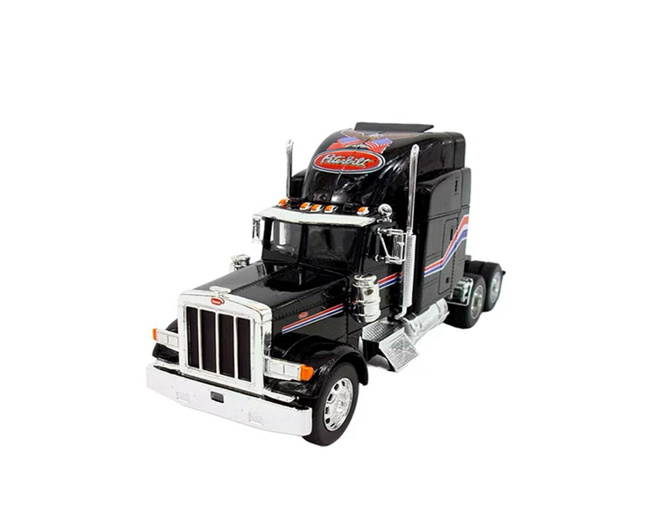 Truck Cab Peterbilt 379 (Black) - Trailer Escala 1:32 - Transporter Die-Cast Welly