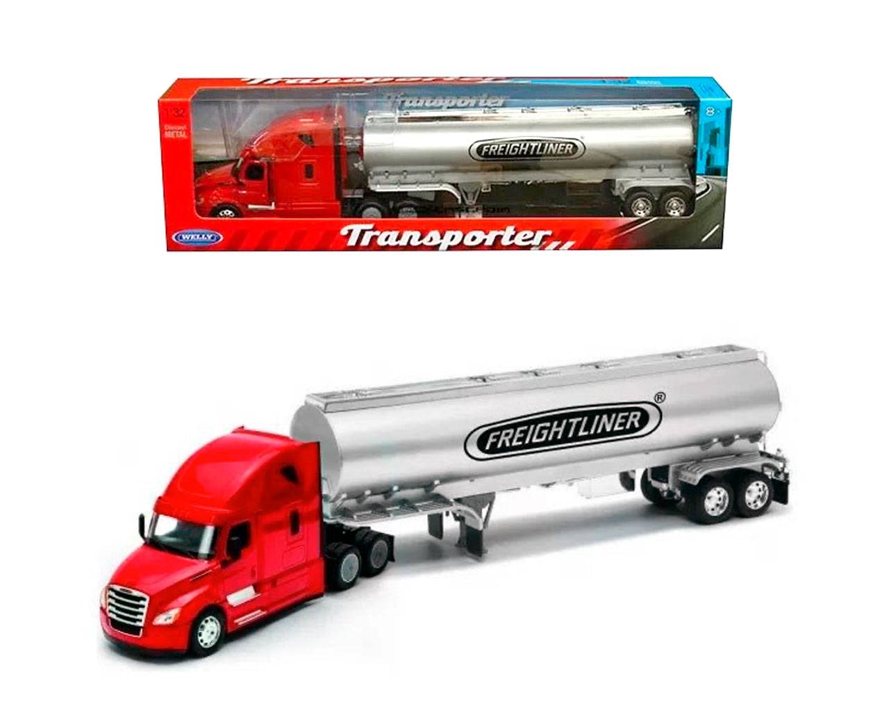 Tank Trailer Freightliner (Red) - Trailer Escala 1:32 - Transporter Die-Cast Welly