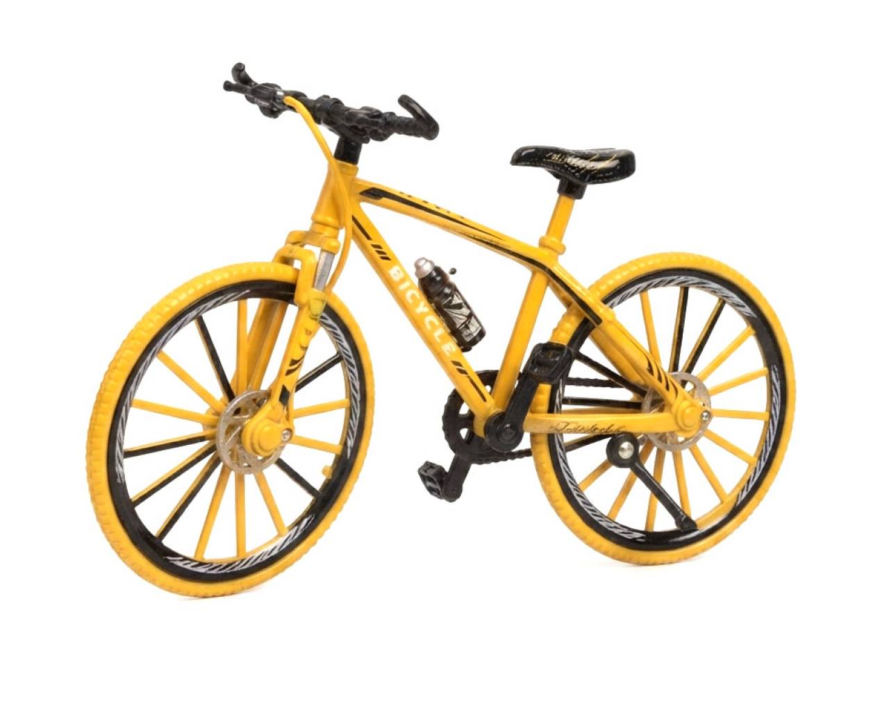 Bicycle with Spoked Wheels (Yellow) Escala 1:8 - Bike Die-Cast Mountain Metal Bike