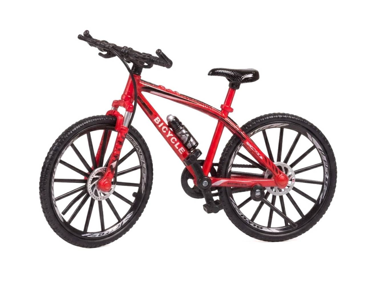 Bicycle with Spoked Wheels (Red) Escala 1:8 - Bike Die-Cast Mountain Metal Bike