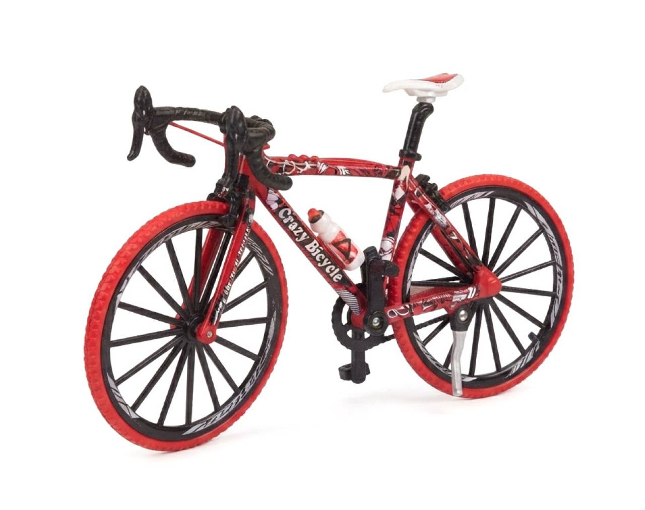 Bicycle with Patterned Frame (Red) Escala 1:8 - Bike Die-Cast Mountain Metal Bike