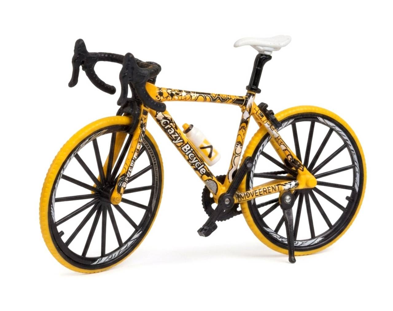 Bicycle with Patterned Frame (Yellow) Escala 1:8 - Bike Die-Cast Mountain Metal Bike