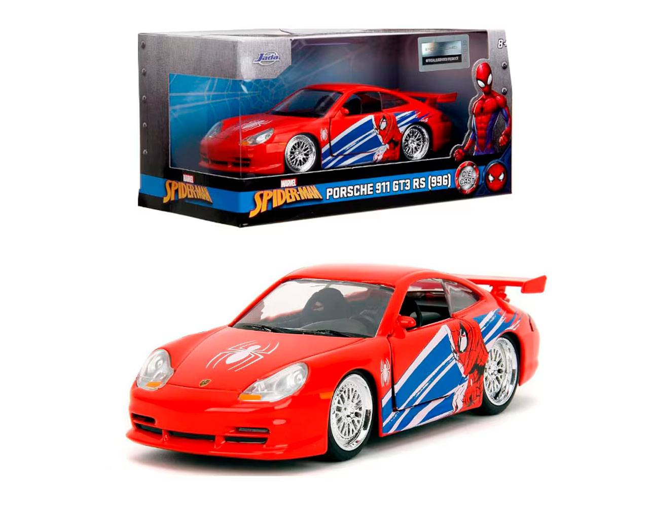 Porsche 911 GT3 RS 996 (Escala 1:32) - Marvel Spider-Man - Die Cast Jada Toys