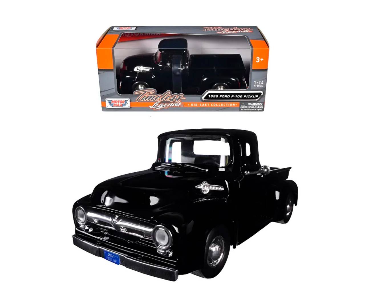 1956 Ford F-100 PickUp (BLACK) (Escala 1:24) - Timeless Legends - Die-Cast Motor Max
