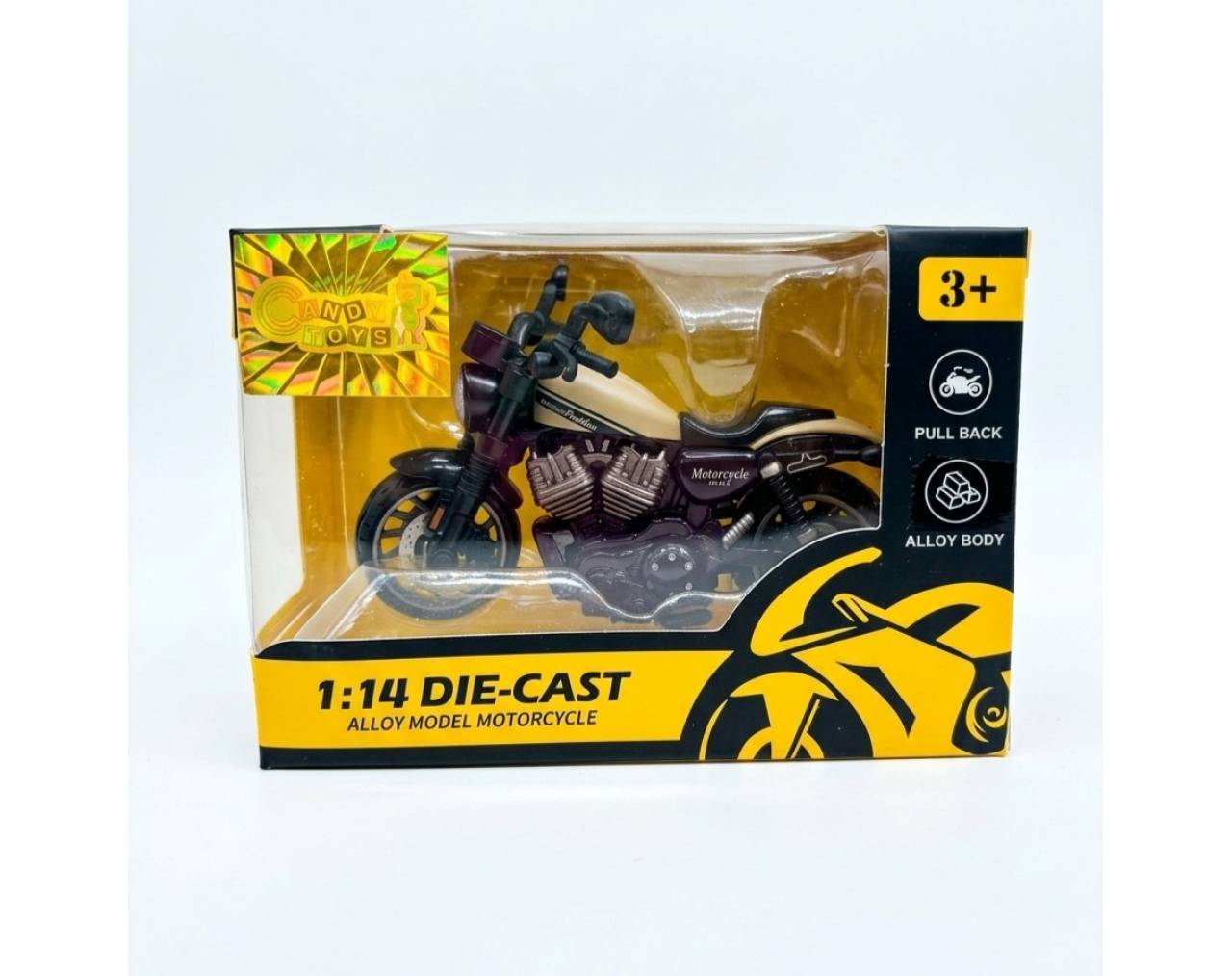Motocicleta Chopper Black & Sand (Escala 1:14) - Die-Cast ZXY Candy Toys