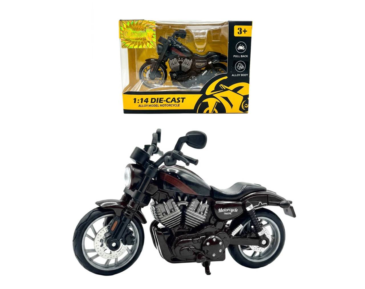 Motocicleta Chopper Black & Cherry (Escala 1:14) - Die-Cast ZXY Candy Toys