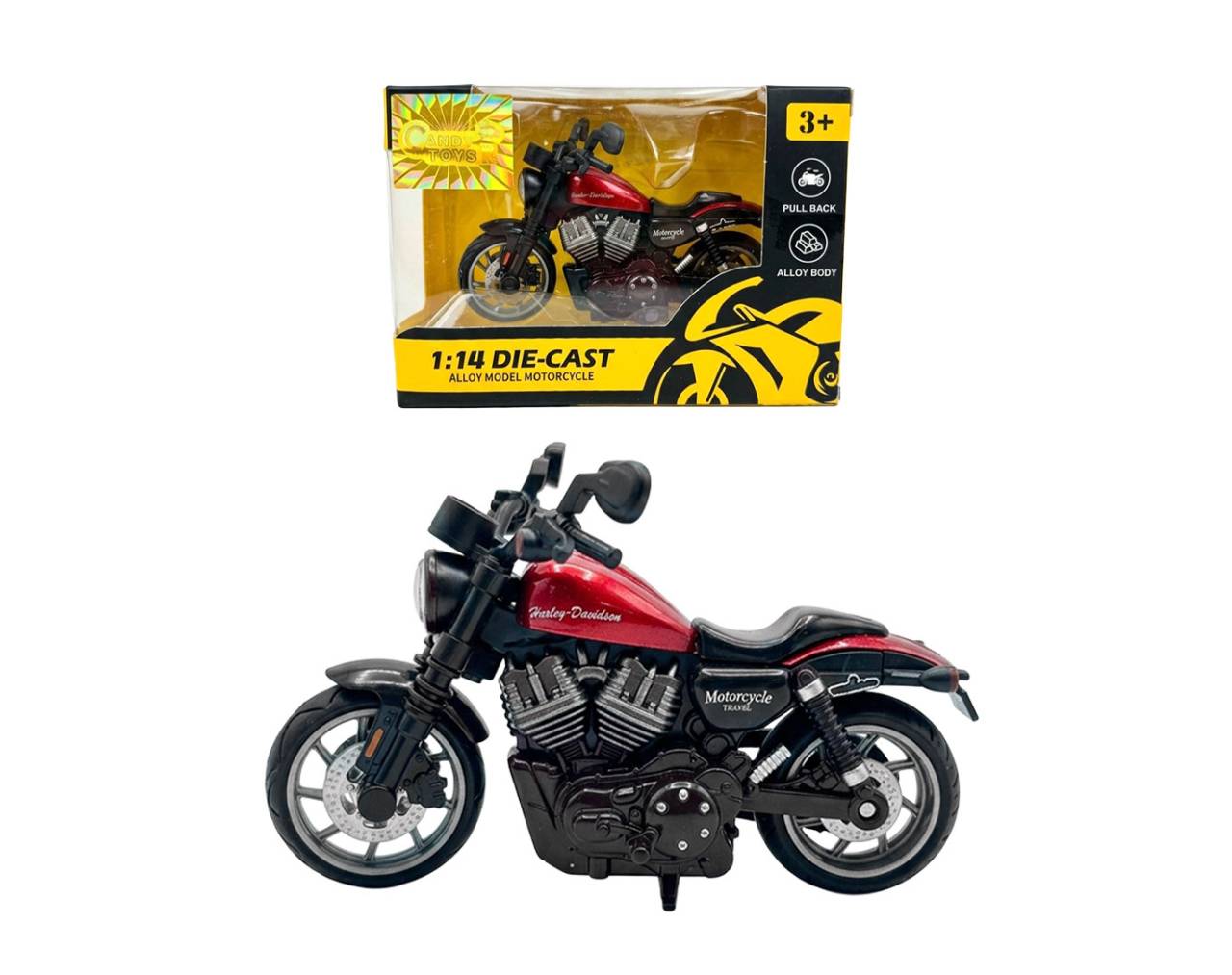 Motocicleta Chopper Black & Red (Escala 1:14) - Die-Cast ZXY Candy Toys