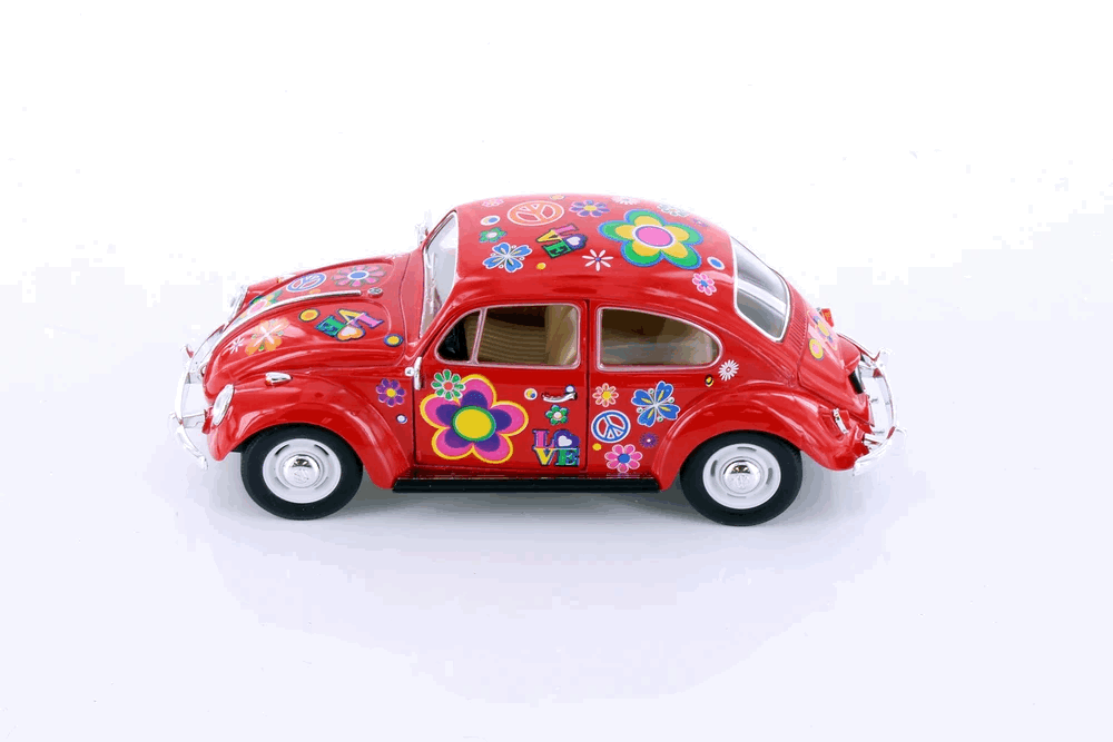 Volkswagen Beetle Red Hippie Surf (1967) Escala 1:24 - Die-Cast KiNSMART