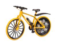 Bicycle with Solid Patterned Wheels (Yellow) Escala 1:8 - Bike Die-Cast Mountain Metal Bike